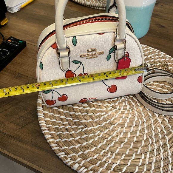 Coach Cherry Print Mini Bag in White - Picture 15 of 16